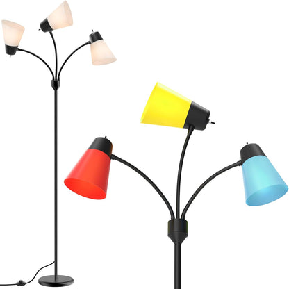 LED Floor Lamp, Medusa 3 Head Modern Adjustable Tall Standing Light for Living/Kids Room, Bedroom, Office, Dorm