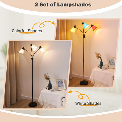 LED Floor Lamp, Medusa 3 Head Modern Adjustable Tall Standing Light for Living/Kids Room, Bedroom, Office, Dorm