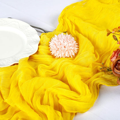 12 Pack Lemon Yellow Table Runner 17 x 108 Inch Cheesecloth | Boho Gauze, Rustic Sheer Fabric, Banquet Picnic, Baby Shower Party Wedding, Holiday Décor
