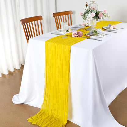 12 Pack Lemon Yellow Table Runner 17 x 108 Inch Cheesecloth | Boho Gauze, Rustic Sheer Fabric, Banquet Picnic, Baby Shower Party Wedding, Holiday Décor