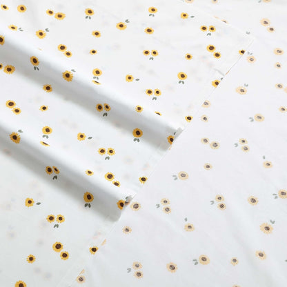 Twin Sheet Set with Fitted Sheet & Pillowcase, 100% Cotton Percale Bedding, Crisp & Cool, Dorm Room Essentials, Sunflower Yellow
