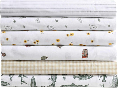 Twin Sheet Set with Fitted Sheet & Pillowcase, 100% Cotton Percale Bedding, Crisp & Cool, Dorm Room Essentials, Sunflower Yellow