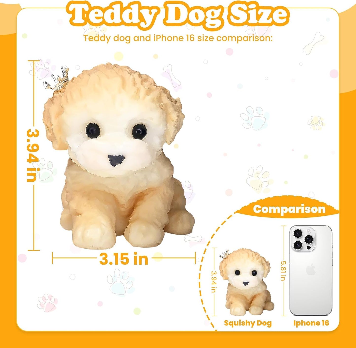 Big Taba Squishy Dog, Extra-Large Size Squishy Dog Stress Relief Toy for Adult/Kids, Cute & Soft Teddy Dog Design, Perfect Squeeze Toys Gift for Relaxation and Fun, Easter Basket fillers (Yellow-B)