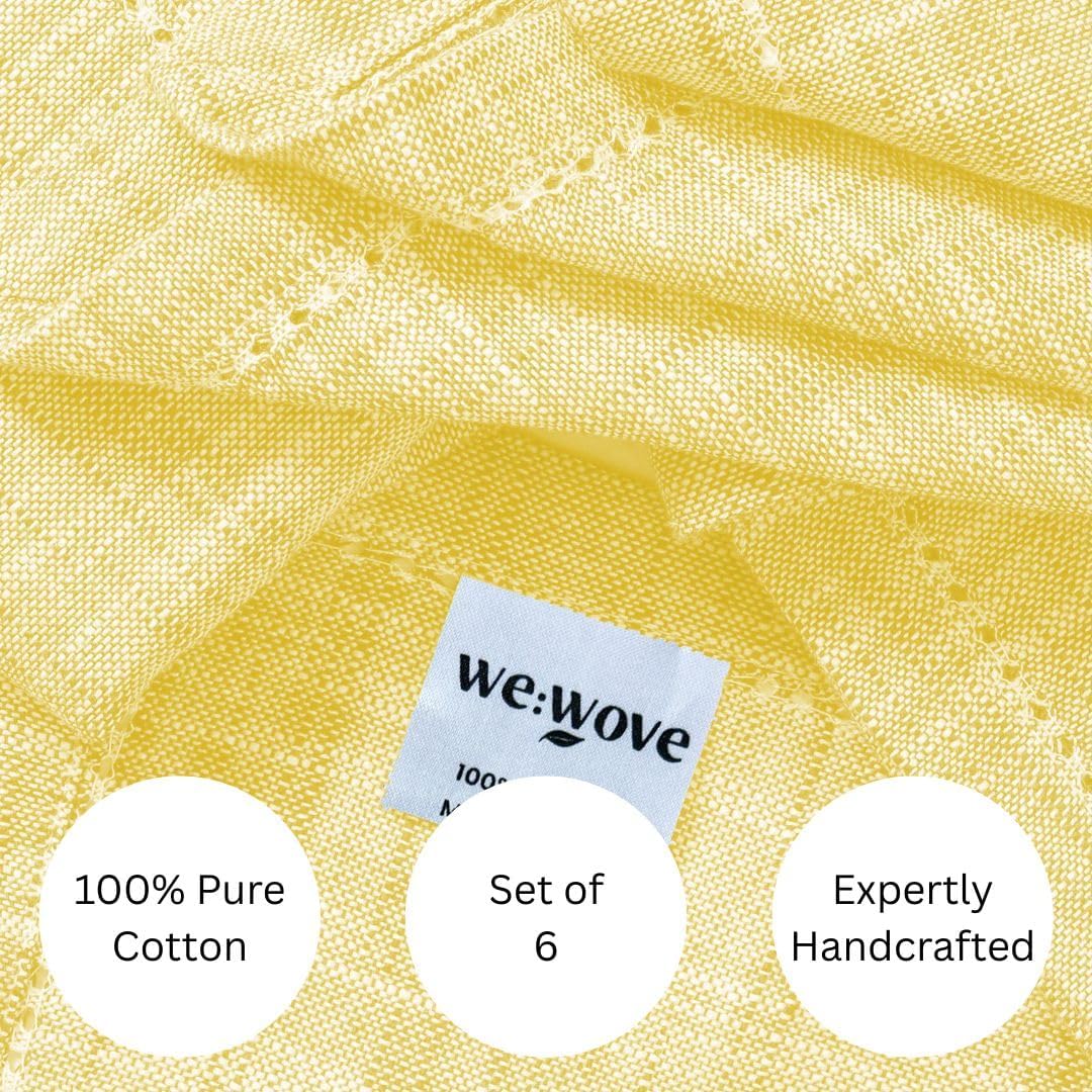 100% Cotton Dinner Napkins Set of 6 - Soft Durable Washable Reusable - Ideal for Farmhouse Parties Wedding Christmas Easter - Perfect Everyday Use Slub Textured Cloth Napkins 18x18 inch Yellow