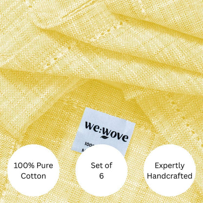100% Cotton Dinner Napkins Set of 6 - Soft Durable Washable Reusable - Ideal for Farmhouse Parties Wedding Christmas Easter - Perfect Everyday Use Slub Textured Cloth Napkins 18x18 inch Yellow