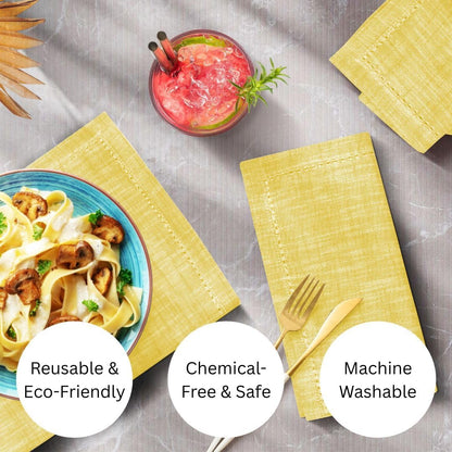 100% Cotton Dinner Napkins Set of 6 - Soft Durable Washable Reusable - Ideal for Farmhouse Parties Wedding Christmas Easter - Perfect Everyday Use Slub Textured Cloth Napkins 18x18 inch Yellow