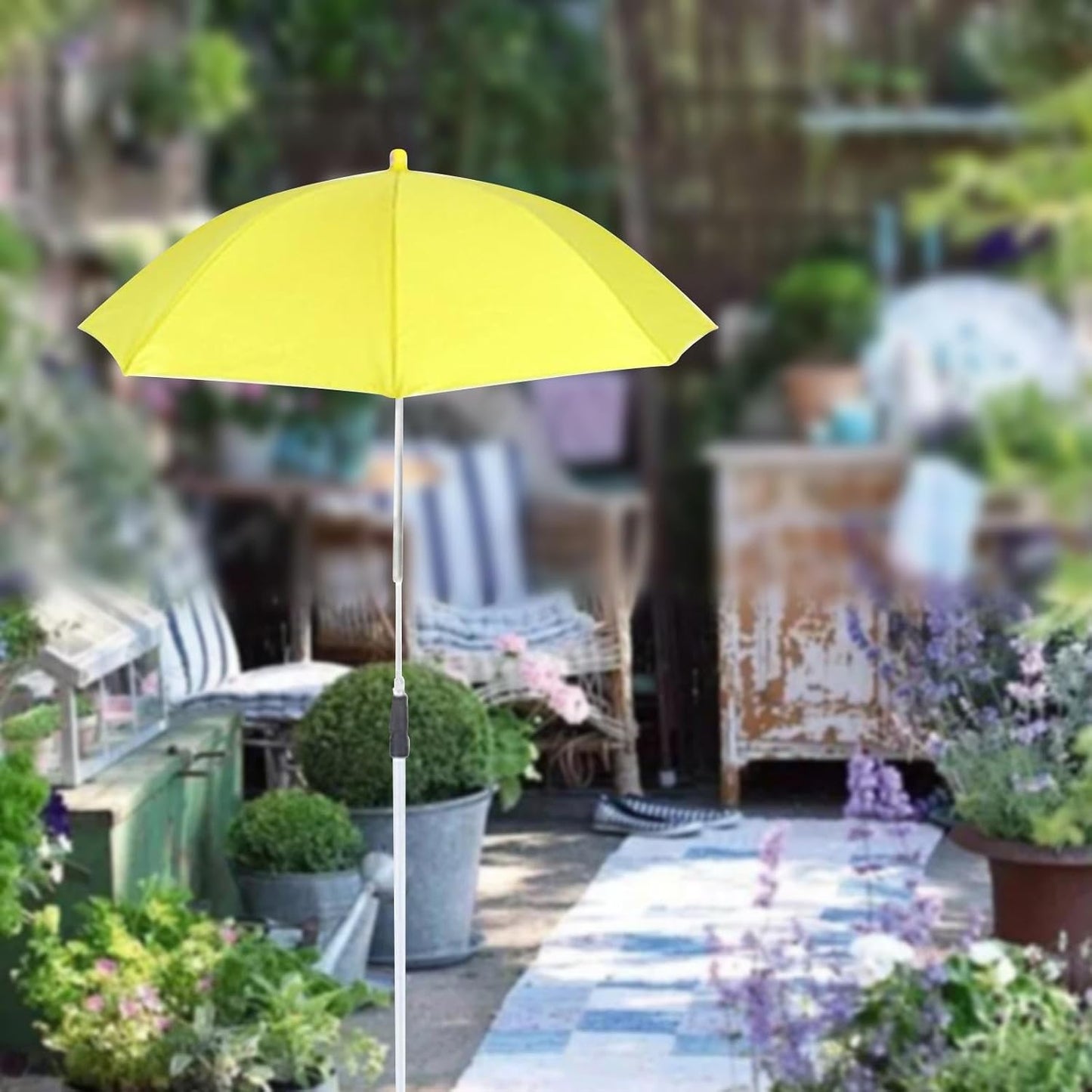 Plant Umbrella Sun Protection Umbrella with Telescopic Aluminum Alloy Stake Sturdy Construction Weatherproof for Outdoor Use Suitable, Yellow Umbrella