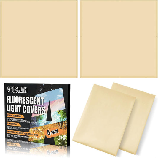 2 x 2 Feet Fluorescent Light Covers - 4 Pcs Covers for Ceiling Lights, Magnetic Light Filters for Classroom, Office, Hospitals, Home (Warm Yellow)