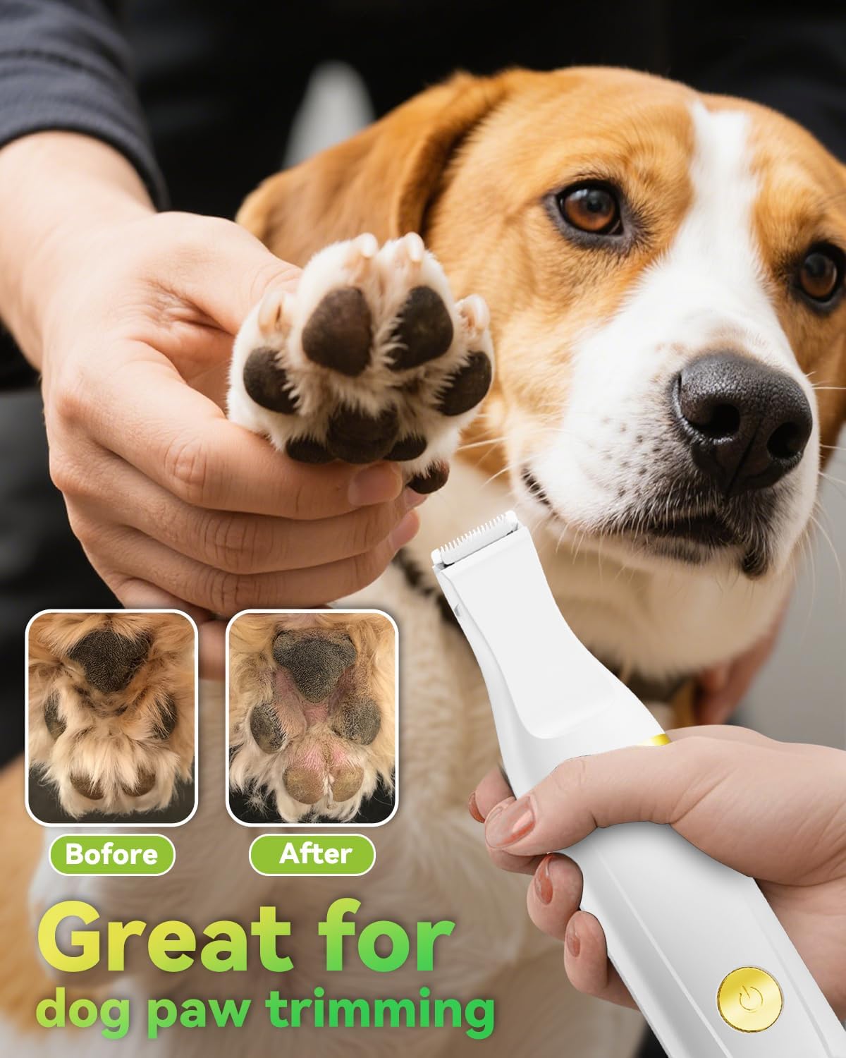 Dog Grooming Kit with Paw Trimmer, All-in-One Low Noise Electric Rechargeable Small Quiet Pet Clippers Foot Dog Hair Shaver with Stainless Steel Scissors and Comb for Dogs at Home