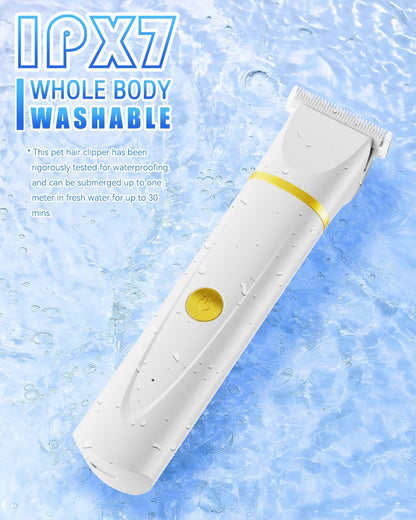 Dog Grooming Kit with Paw Trimmer, All-in-One Low Noise Electric Rechargeable Small Quiet Pet Clippers Foot Dog Hair Shaver with Stainless Steel Scissors and Comb for Dogs at Home
