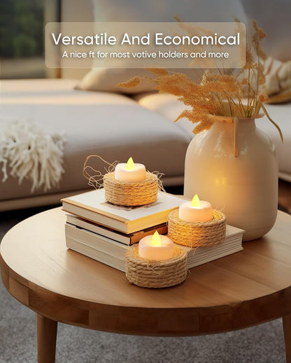 LED Candles, 50Pack Tea Lights Candle Battery Operated Bulk, Flameless Tealight Candle, Realistic Tea Lights for Christmas Halloween Wedding Diwali Decor, 1.5'' D X 1.25'' H, Warm Yellow