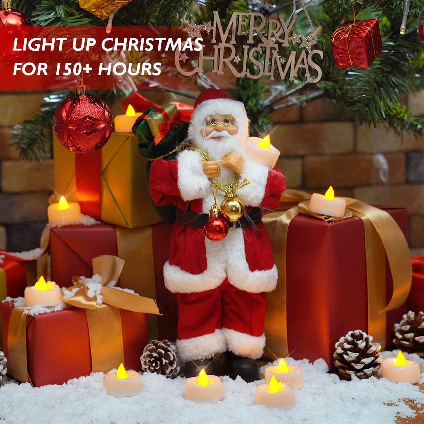 LED Candles, 50Pack Tea Lights Candle Battery Operated Bulk, Flameless Tealight Candle, Realistic Tea Lights for Christmas Halloween Wedding Diwali Decor, 1.5'' D X 1.25'' H, Warm Yellow