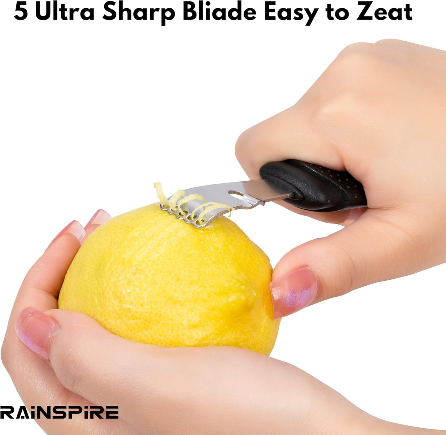 Lemon Zester Tool with Channel Knife, Stainless Steel Citrus Zester Tool, Lemon Peeler, Zesters for Kitchen, Ultra Sharp 2-in-1 Tool Easily Creates Citrus Zest (Black)