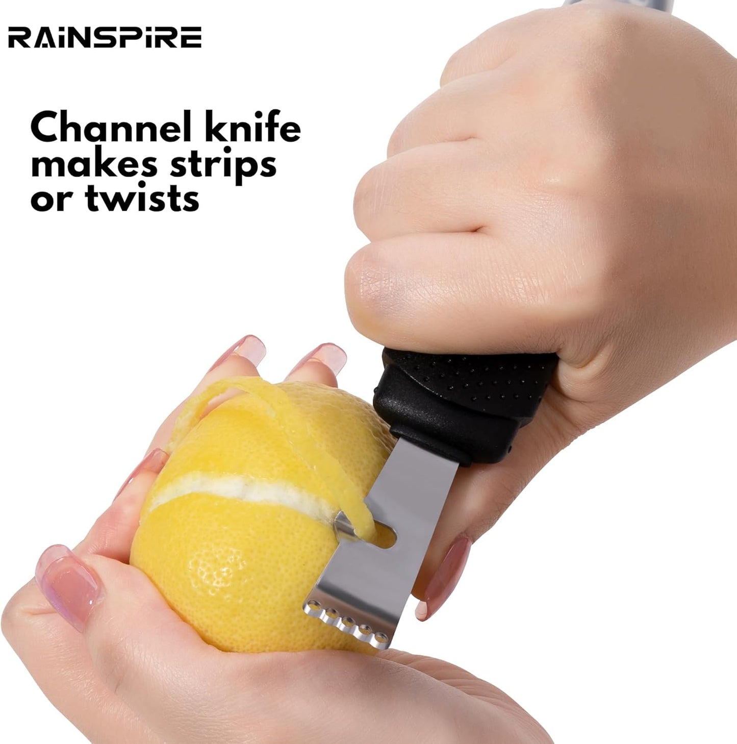 Lemon Zester Tool with Channel Knife, Stainless Steel Citrus Zester Tool, Lemon Peeler, Zesters for Kitchen, Ultra Sharp 2-in-1 Tool Easily Creates Citrus Zest (Black)