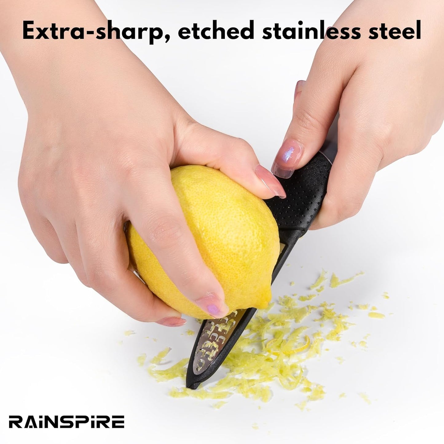 Lemon Zester Tool with Channel Knife, Stainless Steel Citrus Zester Tool, Lemon Peeler, Zesters for Kitchen, Ultra Sharp 2-in-1 Tool Easily Creates Citrus Zest (Black)