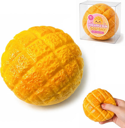 Crunchy Pineapple Bun Squishy - Bead Filled Squeeze Fidget Toy, Realistic Food Replica Design Sensory Squeeze Ball with Crunchy ASMR Feel for Adults，Yellow