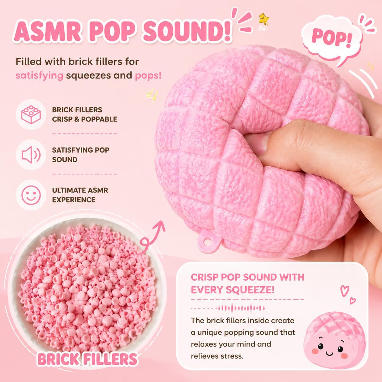 Crunchy Pineapple Bun Squishy - Bead Filled Squeeze Fidget Toy, Realistic Food Replica Design Sensory Squeeze Ball with Crunchy ASMR Feel for Adults，Yellow
