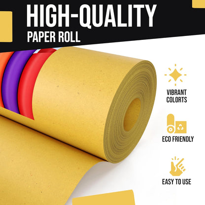Yellow Kraft Paper Roll - 17.75" X 1320" (110' Ft) - Colored Paper for Shipping & Crafts
