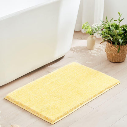 Sparkle Bath Mats for Bathroom Non Slip 32" X 20", Super Soft Microfiber Yellow Bathroom Rugs Washable, Fluffy Absorbent Bath Rugs, Quick Dry Shower Mat Gifts, Yellow and White