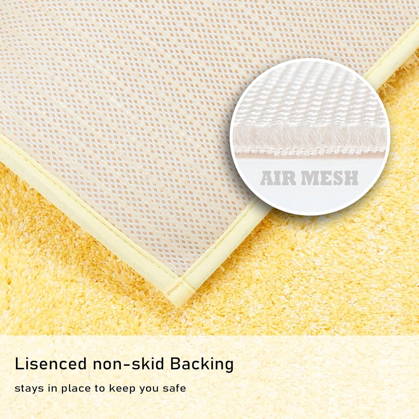 Sparkle Bath Mats for Bathroom Non Slip 32" X 20", Super Soft Microfiber Yellow Bathroom Rugs Washable, Fluffy Absorbent Bath Rugs, Quick Dry Shower Mat Gifts, Yellow and White