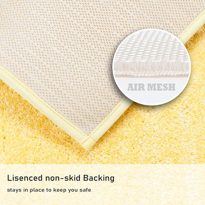 Sparkle Bath Mats for Bathroom Non Slip 32" X 20", Super Soft Microfiber Yellow Bathroom Rugs Washable, Fluffy Absorbent Bath Rugs, Quick Dry Shower Mat Gifts, Yellow and White