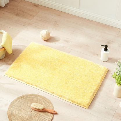 Sparkle Bath Mats for Bathroom Non Slip 32" X 20", Super Soft Microfiber Yellow Bathroom Rugs Washable, Fluffy Absorbent Bath Rugs, Quick Dry Shower Mat Gifts, Yellow and White