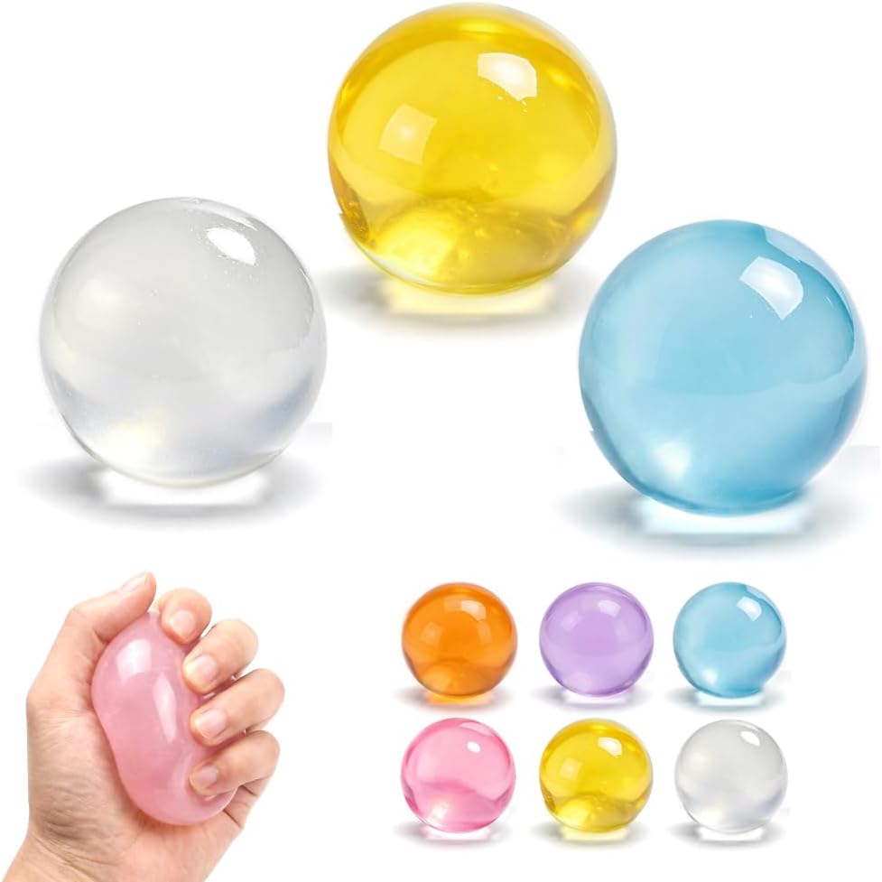 2026 New Coconut Oil Squishies, Compact Squishy Coconut Squeeze Stress Ball for Adults Relaxation and Focus, Non-Sticky Slow Rising Squeeze Fruit Balls for Office Home (White Yellow Blue)