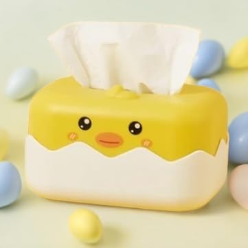 Tissue Box Cover, Cartoon Chicken Tissue Box Cover for Home or Office Use, Decorative Tissue Box Holder (Yellow) Tissue Holder.