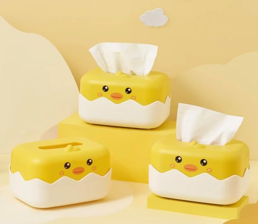 Tissue Box Cover, Cartoon Chicken Tissue Box Cover for Home or Office Use, Decorative Tissue Box Holder (Yellow) Tissue Holder.