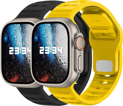 UC2 Band for Apple Watch Bands Women Men Se Ultra 2 40mm 44mm 46mm 42mm 45mm 41mm 38mm 49mm Series 11 10 9 8 7 6 5 4 3 iWatch Sport Strap Silicone Black_Lemon Yellow