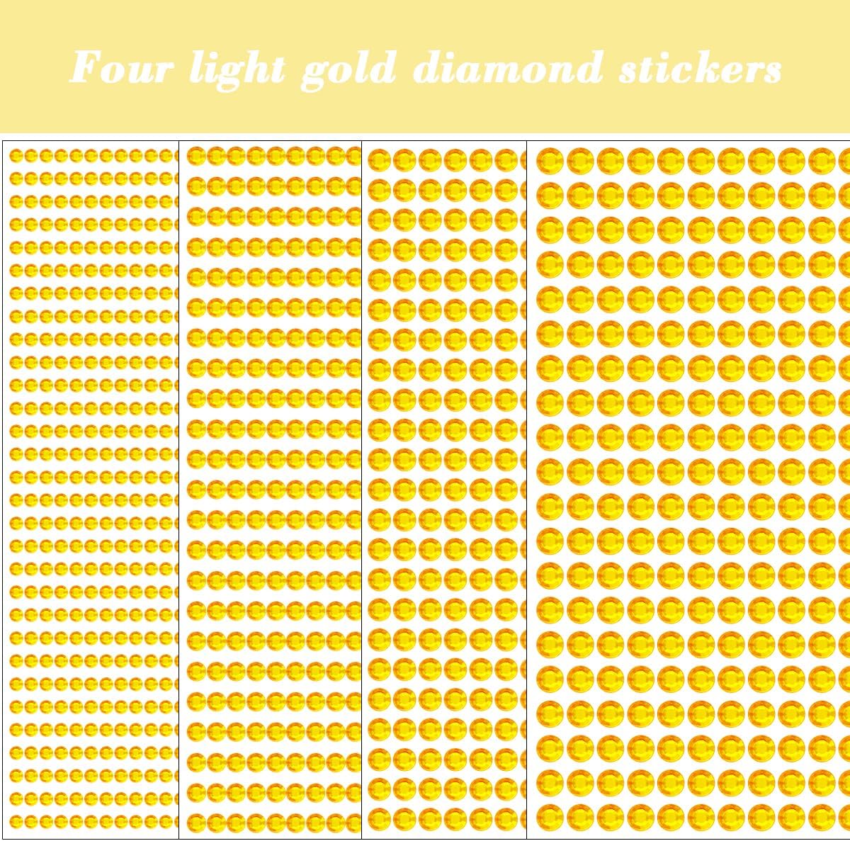1799pcs Gem Stickers Jewels for Crafts - Self Adhesive Rhinestone Jewel Stickers, Stick on Gems Rhinestones for Crafts, Acrylic Bling Round Stickers, Craft Supplies for Kids 4Sheets 4Sizes LightGold