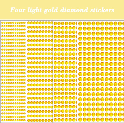1799pcs Gem Stickers Jewels for Crafts - Self Adhesive Rhinestone Jewel Stickers, Stick on Gems Rhinestones for Crafts, Acrylic Bling Round Stickers, Craft Supplies for Kids 4Sheets 4Sizes LightGold