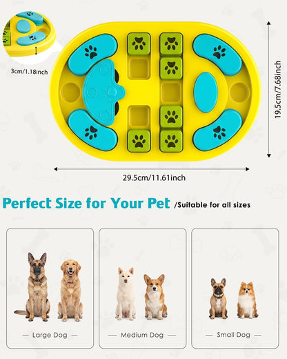 Dog Puzzle Toy, Interactive Enrichment Treat Food Puzzles, Yellow | Mental & Brain Stimulation, Slow Feeder, For Smart Puppy Small Medium Large Dogs Cats