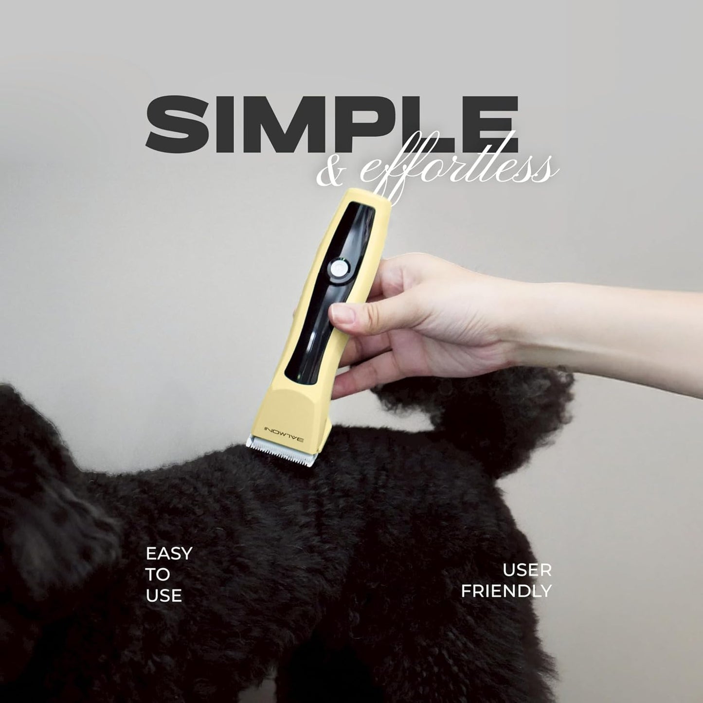 Cordless Pet Trimmer for Dogs & Cats – Rechargeable Grooming Clipper with Detachable Metal Blade, Low-Noise Motor, Supports Optional Blade Lengths (Parent) (Yellow, Single)