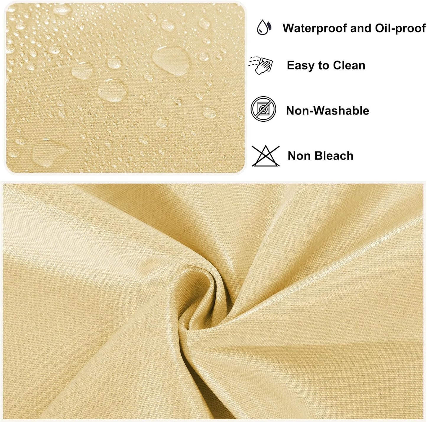 Round Textured Tablecloth Waterproof Cotton Linen Tassel Wrinkle Free Washable Decorative Fabric Table Cover for Kitchen Dining Table, Round-70, Yellow