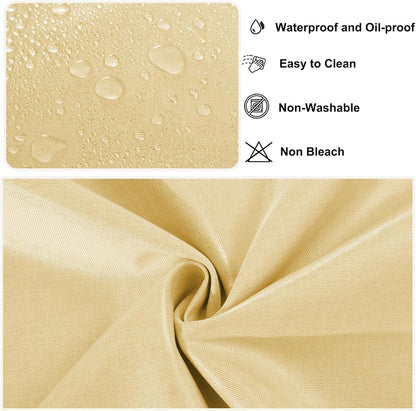 Round Textured Tablecloth Waterproof Cotton Linen Tassel Wrinkle Free Washable Decorative Fabric Table Cover for Kitchen Dining Table, Round-70, Yellow