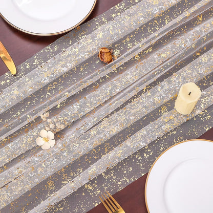 Yellow Gauze Table Runner 10ft Rustic Cheese Cloth Table Runner Boho Style Decoration for Romantic Date Wedding Party Baby Shower Photography Decoration