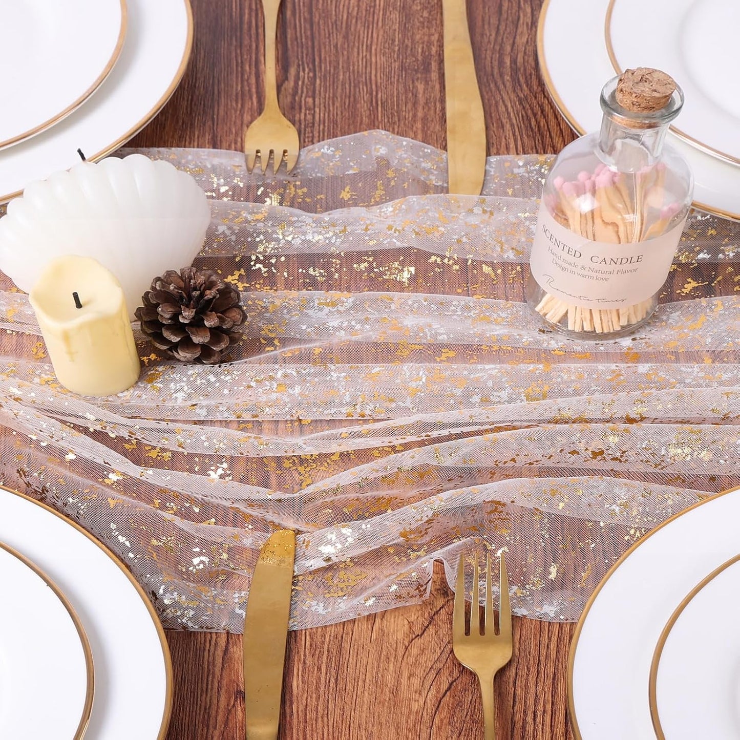 Yellow Gauze Table Runner 10ft Rustic Cheese Cloth Table Runner Boho Style Decoration for Romantic Date Wedding Party Baby Shower Photography Decoration