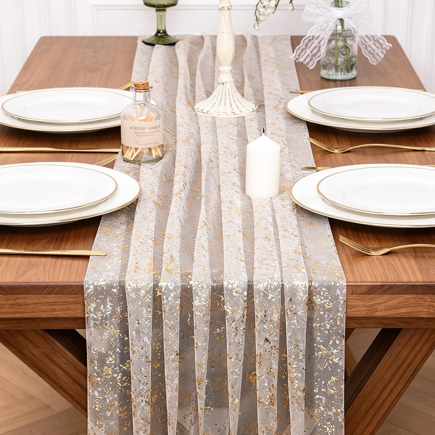 Yellow Gauze Table Runner 10ft Rustic Cheese Cloth Table Runner Boho Style Decoration for Romantic Date Wedding Party Baby Shower Photography Decoration