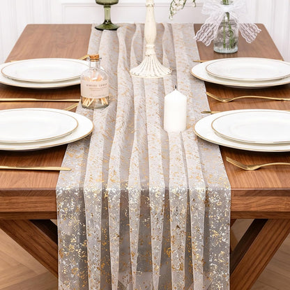 Yellow Gauze Table Runner 10ft Rustic Cheese Cloth Table Runner Boho Style Decoration for Romantic Date Wedding Party Baby Shower Photography Decoration