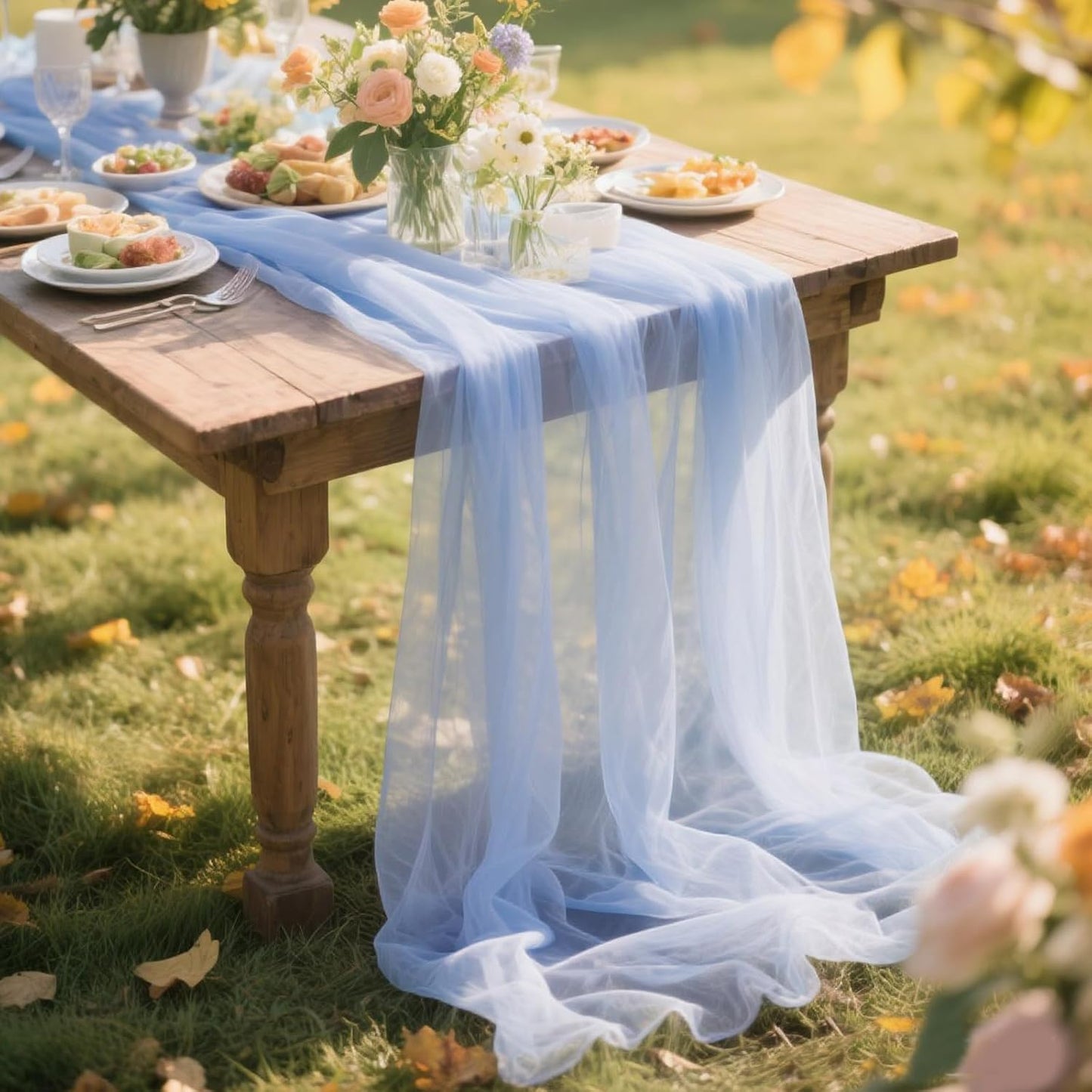 Yellow Gauze Table Runner 10ft Rustic Cheese Cloth Table Runner Boho Style Decoration for Romantic Date Wedding Party Baby Shower Photography Decoration