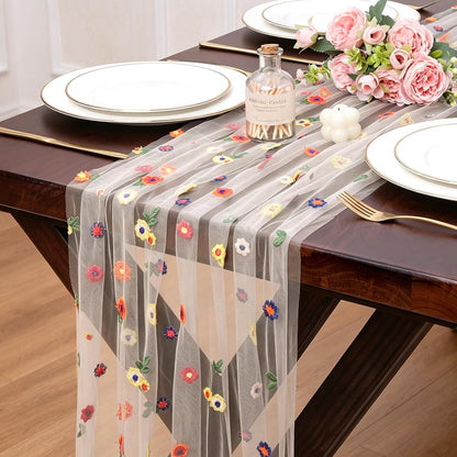Yellow Gauze Table Runner 10ft Rustic Cheese Cloth Table Runner Boho Style Decoration for Romantic Date Wedding Party Baby Shower Photography Decoration