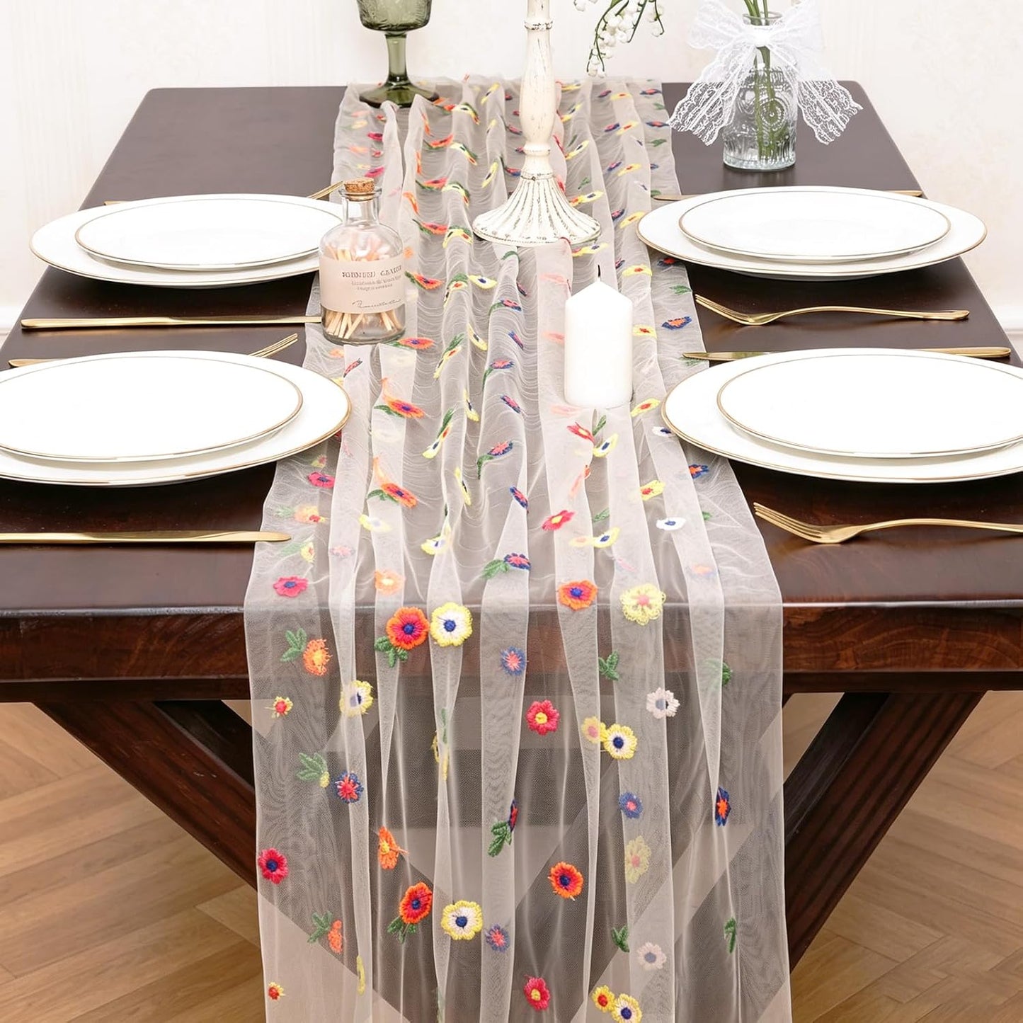 Yellow Gauze Table Runner 10ft Rustic Cheese Cloth Table Runner Boho Style Decoration for Romantic Date Wedding Party Baby Shower Photography Decoration