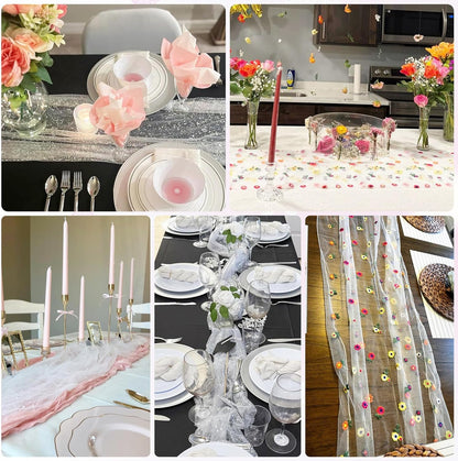 Yellow Gauze Table Runner 10ft Rustic Cheese Cloth Table Runner Boho Style Decoration for Romantic Date Wedding Party Baby Shower Photography Decoration