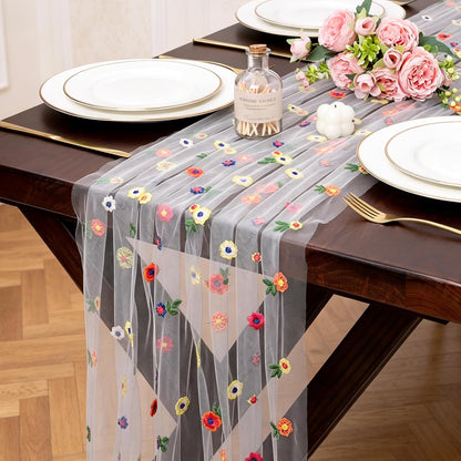 Yellow Gauze Table Runner 10ft Rustic Cheese Cloth Table Runner Boho Style Decoration for Romantic Date Wedding Party Baby Shower Photography Decoration