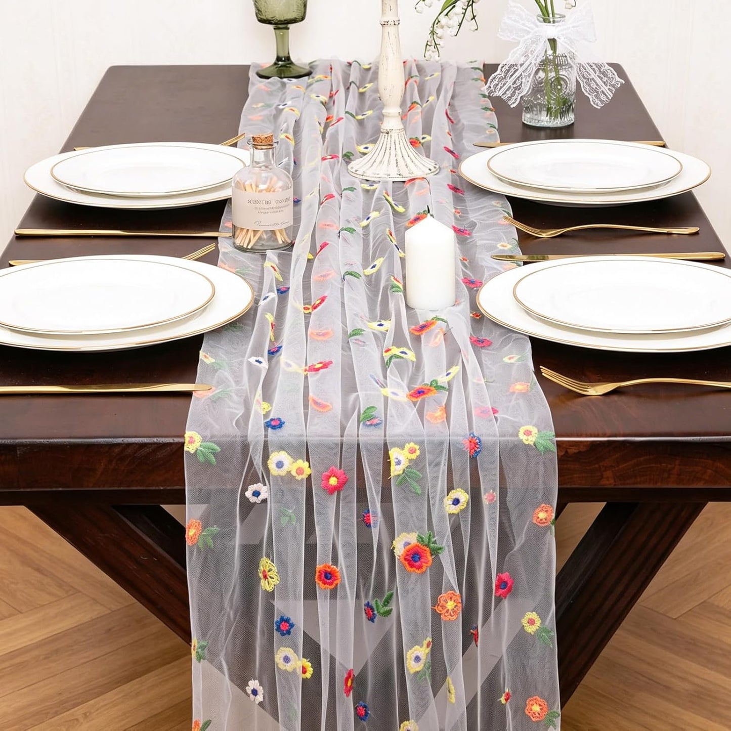 Yellow Gauze Table Runner 10ft Rustic Cheese Cloth Table Runner Boho Style Decoration for Romantic Date Wedding Party Baby Shower Photography Decoration