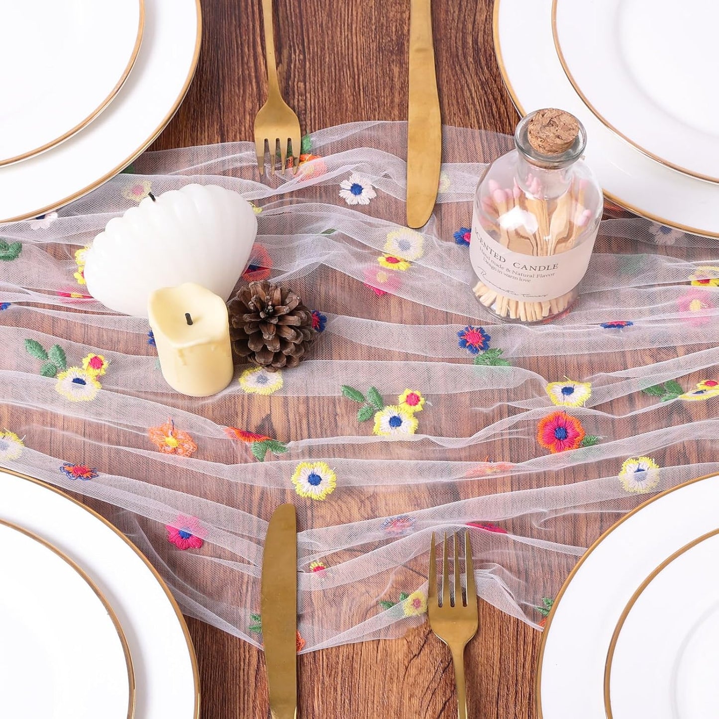 Yellow Gauze Table Runner 10ft Rustic Cheese Cloth Table Runner Boho Style Decoration for Romantic Date Wedding Party Baby Shower Photography Decoration