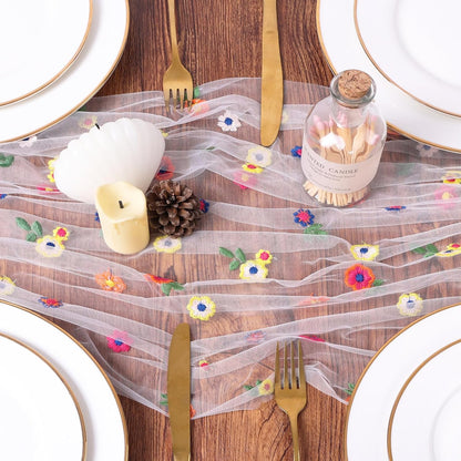Yellow Gauze Table Runner 10ft Rustic Cheese Cloth Table Runner Boho Style Decoration for Romantic Date Wedding Party Baby Shower Photography Decoration