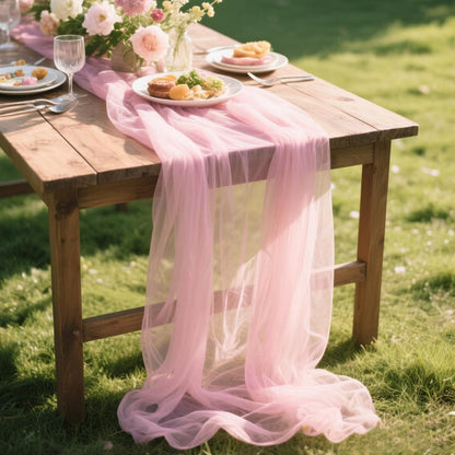 Yellow Gauze Table Runner 10ft Rustic Cheese Cloth Table Runner Boho Style Decoration for Romantic Date Wedding Party Baby Shower Photography Decoration
