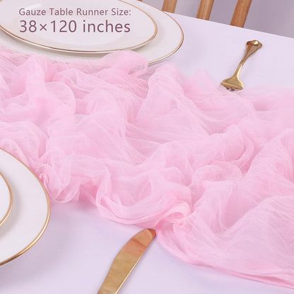 Yellow Gauze Table Runner 10ft Rustic Cheese Cloth Table Runner Boho Style Decoration for Romantic Date Wedding Party Baby Shower Photography Decoration